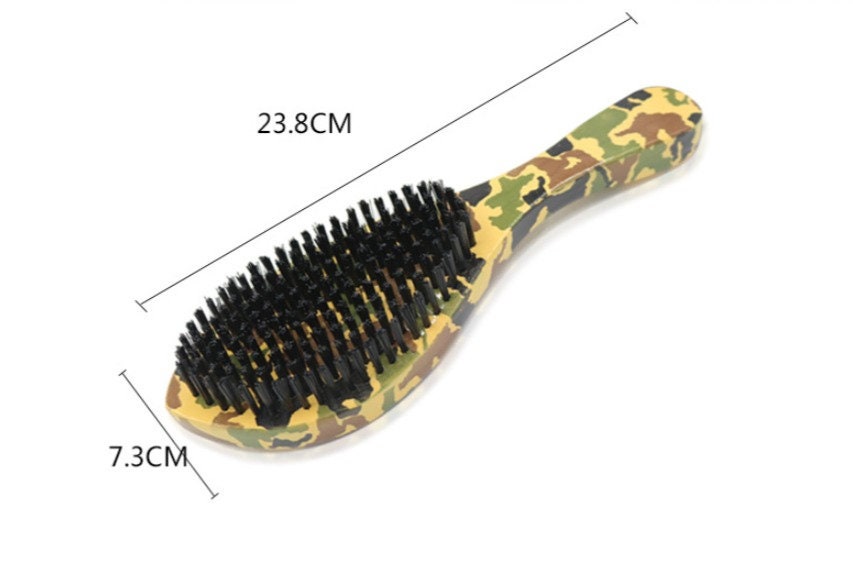 Handmade Camouflage Wood handle brush boar bristle beard brush long handle Black Great Bend Beard Brush