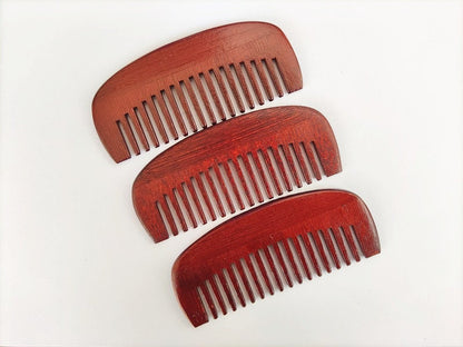 Customize Logo-Red Bamboo Wood Beard Comb Wide Tooth Beard Care brush hair combs makeup tool