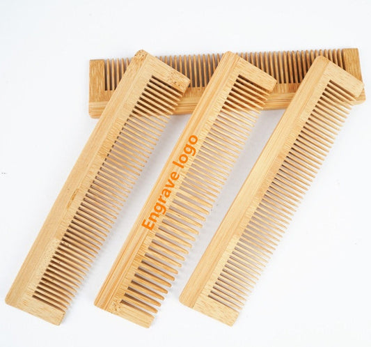 Customize Logo-Mini Bamboo Wood Comb Fine Tooth Square Beard Care Comb Hotel comb