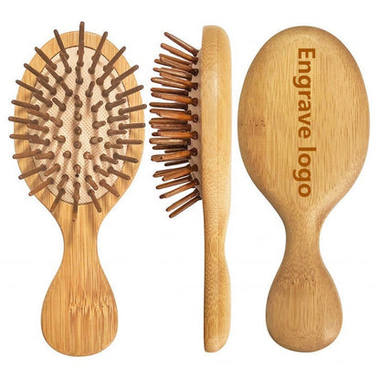 Customize Logo-Mini Bamboo wood Brush For Hair/Beard Beard Care Comb Beard Brush Airbag brush