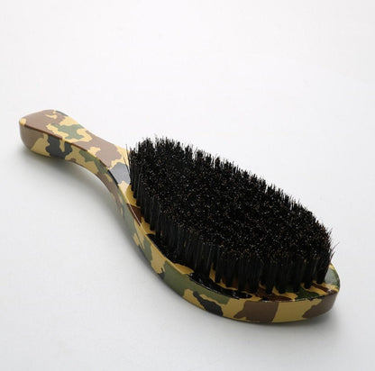 Handmade Camouflage Wood handle brush boar bristle beard brush long handle Black Great Bend Beard Brush