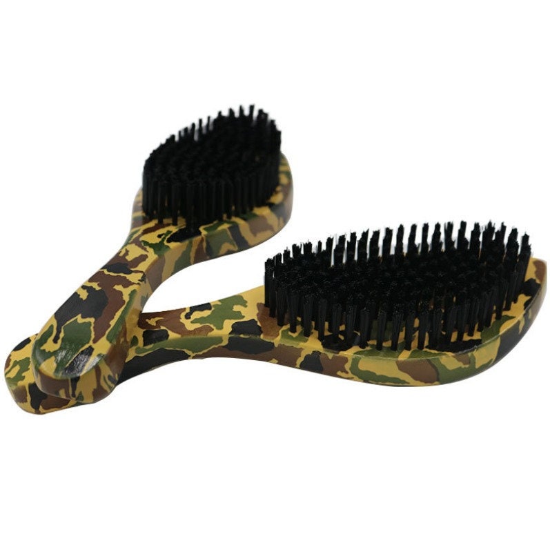 Handmade Camouflage Wood handle brush boar bristle beard brush long handle Black Great Bend Beard Brush