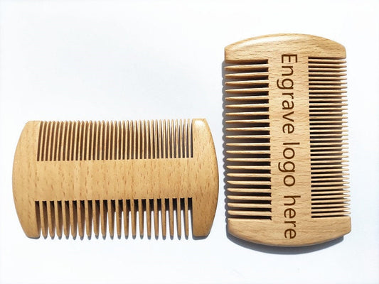 Engrave Your Logo -Beech Wood Comb Multy Kind Tooth Comb For Beard/Hair Makeup Two Sides Tooth Brush