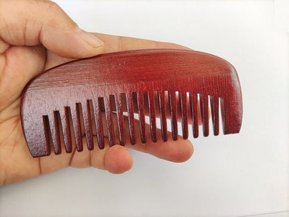 Customize Logo-Red Bamboo Wood Beard Comb Wide Tooth Beard Care brush hair combs makeup tool