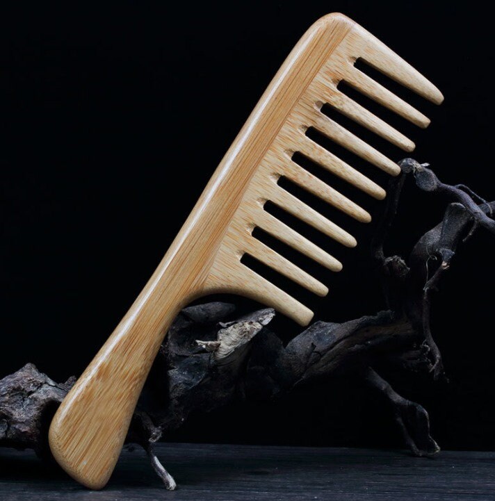 Handmade Bamboo Wood Comb Wide Tooth Comb With Handle For Hair/Beard Makeup Engrave Logo