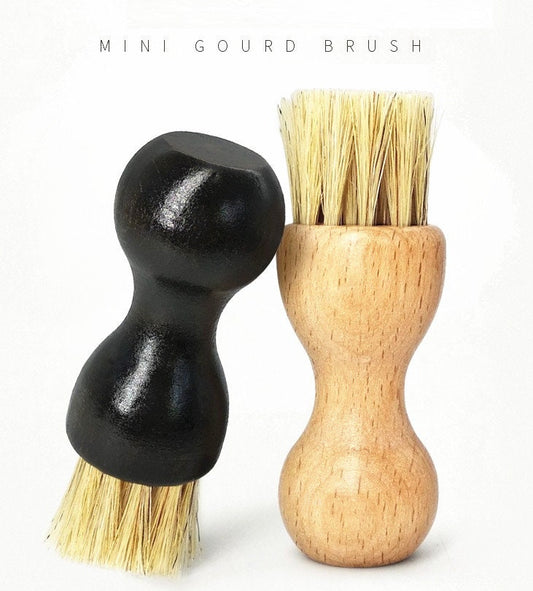 Customized Your Logo-Mini Gourd Beech Wood Boar Bristle Brush Men Beard Care Brush Makeup Grooming