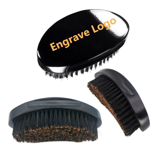 New Design-360 Wave Men Wood handle boar bristle beard brush elliptic surface Black Great Bend handle brush hair brush