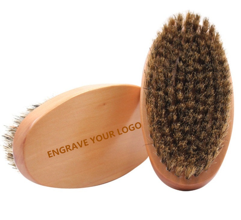 Customize Logo-Wood handle Boar Bristle Brush For Men Beard Care Brush Hair brush Makeup Grooming