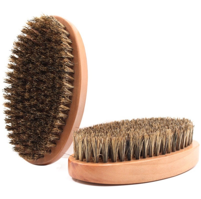 Customize Logo-Wood handle Boar Bristle Brush For Men Beard Care Brush Hair brush Makeup Grooming