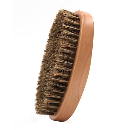 Customize Logo-Wood handle Boar Bristle Brush For Men Beard Care Brush Hair brush Makeup Grooming