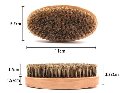 Customize Logo-Wood handle Boar Bristle Brush For Men Beard Care Brush Hair brush Makeup Grooming