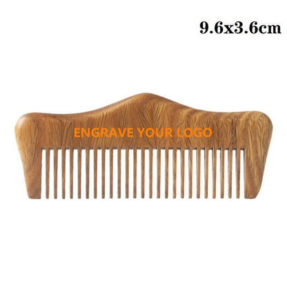 Customize Logo-Mini Greensandalwood Comb Fine Tooth Beard Care Comb For Hair/Beard Care Grooming Tool