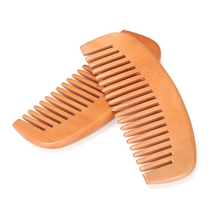 Customize Logo-Peach Wood Comb Wide/Fine Tooth Beard Care Comb For Hair/Beard Care Grooming Tool