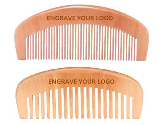 Customize Logo-Peach Wood Comb Wide/Fine Tooth Beard Care Comb For Hair/Beard Care Grooming Tool