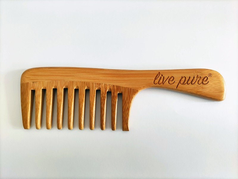 Handmade Bamboo Wood Comb Wide Tooth Comb With Handle For Hair/Beard Makeup Engrave Logo