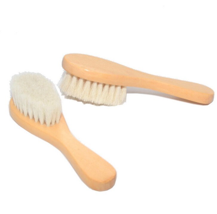 Customize Logp-Peach Wood Handle woollen bristle brush baby hair brush Massage hair comb