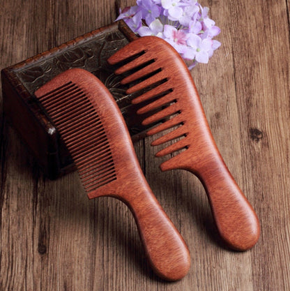 Customized-Redsandal Wood Fine/Wide Tooth Comb For Men Hair/Beard Care Grooming Comb Hair Brush