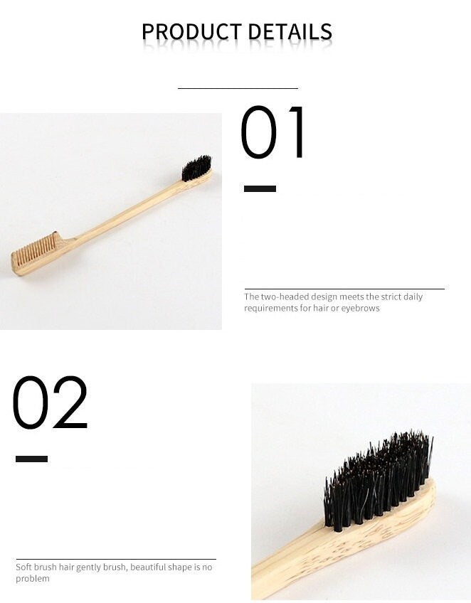 Customize Your Logo-Bamboo Comb Makeup Brush Wood Handle Boar Bristle Makeup Tool