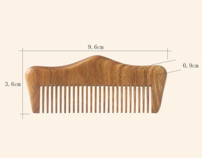 Customize Logo-Mini Greensandalwood Comb Fine Tooth Beard Care Comb For Hair/Beard Care Grooming Tool