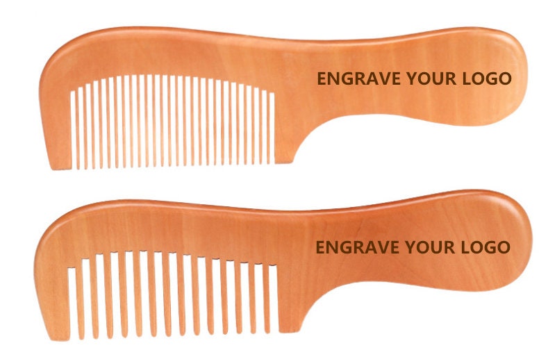 Customize Logo-Peach Wood Comb Wide/Fine Tooth Beard Care Comb For Hair/Beard Care Grooming Tool