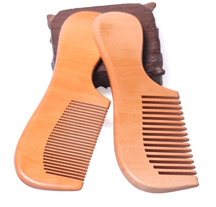 Customize Logo-Peach Wood Comb Wide/Fine Tooth Beard Care Comb For Hair/Beard Care Grooming Tool