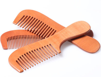 Customize Logo-Peach Wood Comb Wide/Fine Tooth Beard Care Comb For Hair/Beard Care Grooming Tool