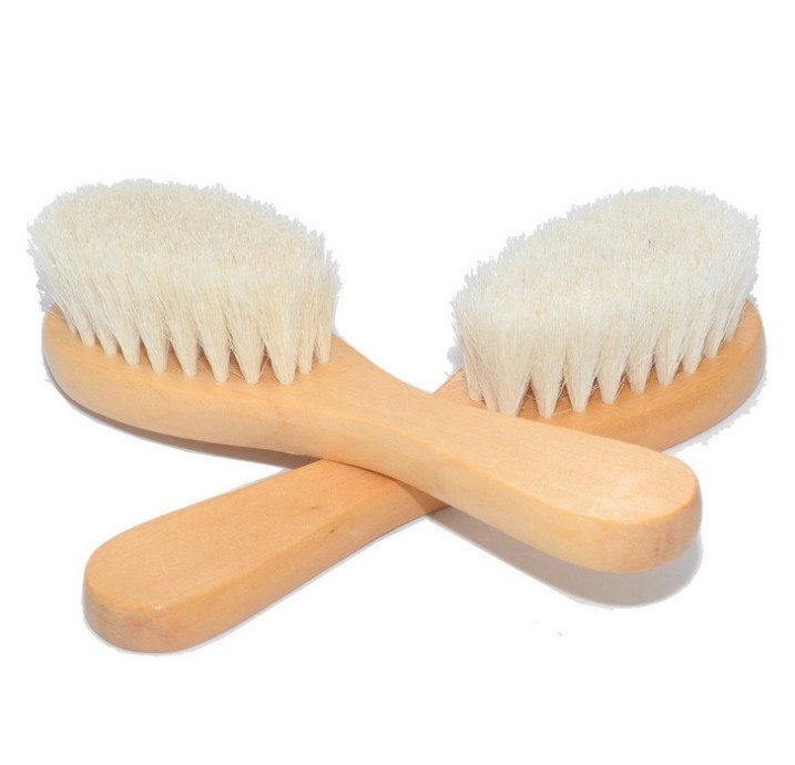 Customize Logp-Peach Wood Handle woollen bristle brush baby hair brush Massage hair comb