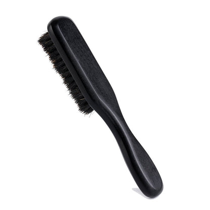 Customize Logo-Black Color Wood Handle Boar Bristle Brush For Men Beard Care Makeup Grooming