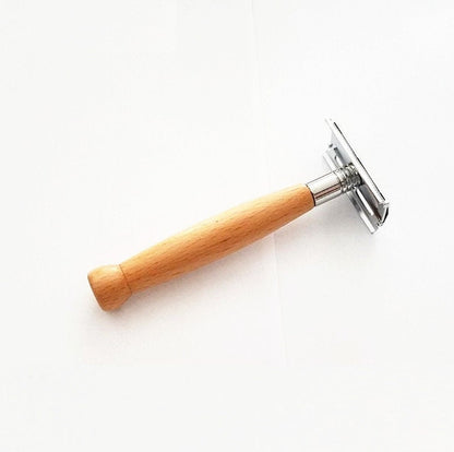 Engrave Logo-Beech Wood Handle Metal Head Razor retro razor For Men Beard Grooming