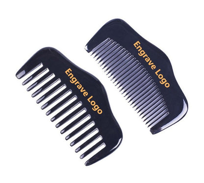 Custmize Your Logo-Handmade Black Ox Horn Comb Pocket Comb Wide/Fine Tooth Comb Masssage Hair/Beard Care Comb