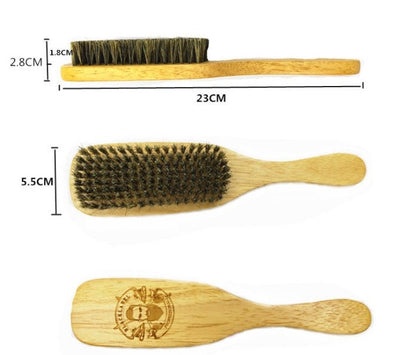 Customized Logo-Wood Handle Boar Bristle Brush Men Beard Care Brush With Handle Makeup Grooming