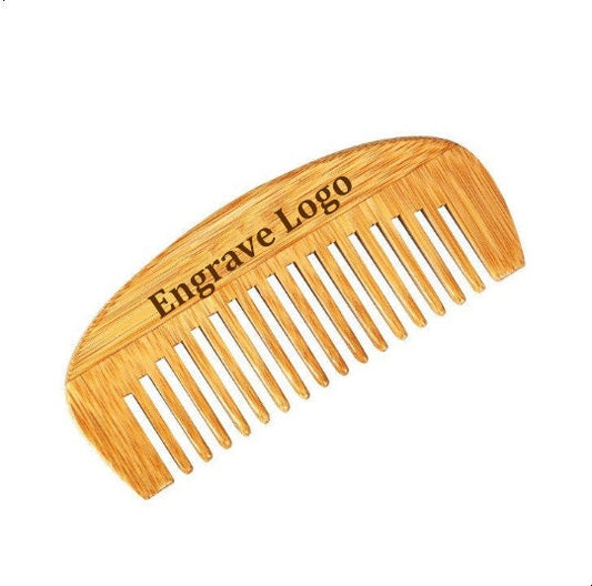 Customize Logo- Bamboo Wood Beard Comb Wide Tooth Beard Care brush hair combs makeup tool