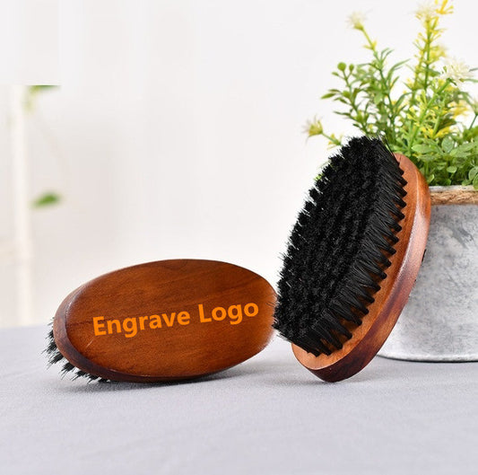 Customize Logo-Nylon Bristle Beard Brush Red Color Brush For Men Beard Care Makeup Grooming