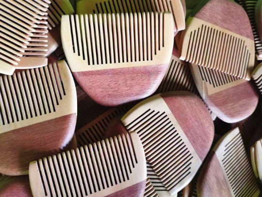 Customize Logo-New Kind Peach Wood Comb+Red wood Two Sides Tooth Beard Care Comb Pocket Size Hair Brush