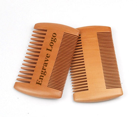 Engrave Your Logo Peach Wood Comb Multy Kind Tooth Comb For Beard/Hair Makeup Two Sides Tooth Brush