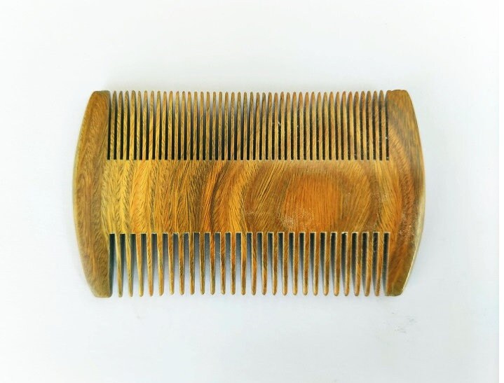 Engrave Logo-Handmade Greensandalwood Combs Two sides tooth wooden comb beard care hair brush