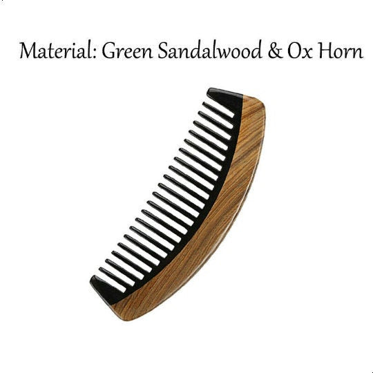 Engrave Your Logo- Greensandalwood+Ox Horn Combs For Men Beard Women Hair Comb beard brush