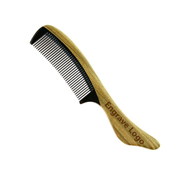 Engrave Your Logo- Greensandalwood+Ox Horn Combs For Men Beard Women Hair Comb beard brush