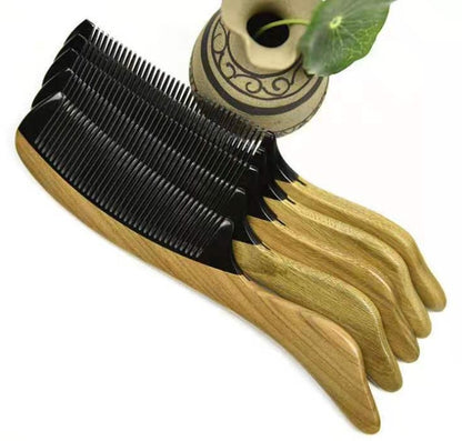 Engrave Your Logo- Greensandalwood+Ox Horn Combs For Men Beard Women Hair Comb beard brush