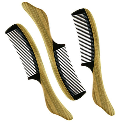 Engrave Your Logo- Greensandalwood+Ox Horn Combs For Men Beard Women Hair Comb beard brush