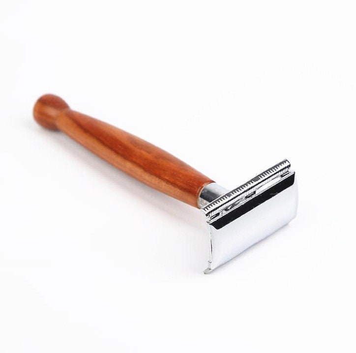 Engrave Logo-Beech Wood Handle Metal Head Razor retro razor For Men Beard Grooming