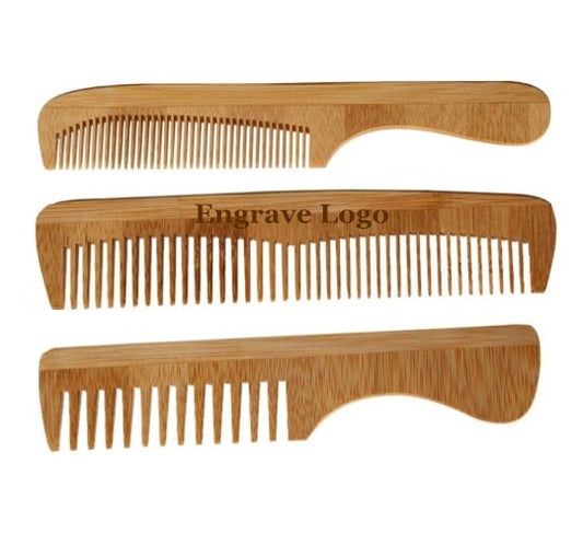 Customize Logo-New Kind Bamboo Wood Comb Wide Tooth Beard Care Comb Pocket Size Hair Brush