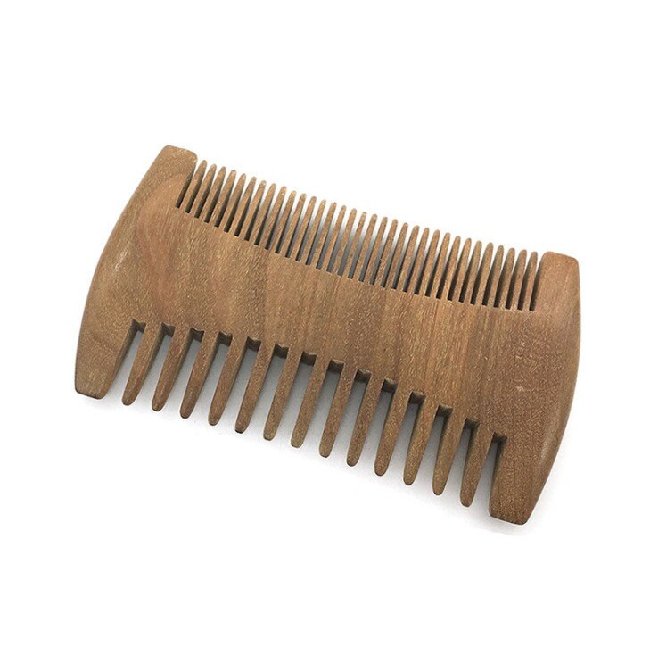 Customize Logo-Handmade Sandalwood combs two sides tooth beard combs hair brush