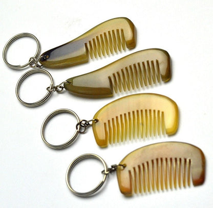 Personalized-Engrave Logo-Mini Handmade Ox Horn Comb keychain comb pocket size for beard care