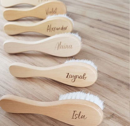 Customize Logp-Peach Wood Handle woollen bristle brush baby hair brush Massage hair comb