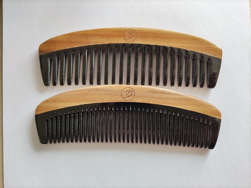 Engrave Your Logo- Greensandalwood+Ox Horn Combs For Men Beard Women Hair Comb beard brush