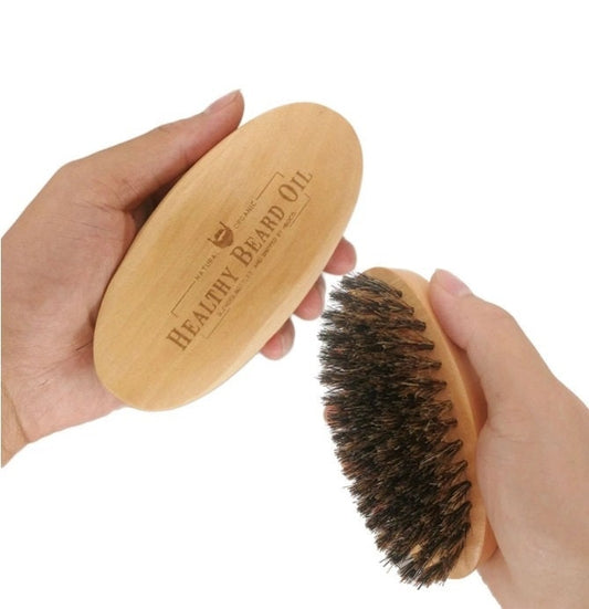 Customize Logo-Wood Handle Boar Bristle Brush For Men Beard Care Brush Makeup Grooming Tool Hair brush