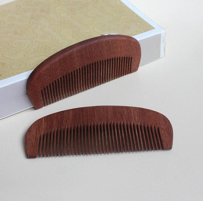 Customize logo-Red Wooden Comb Fine Tooth Comb Beard Care Comb for men grooming