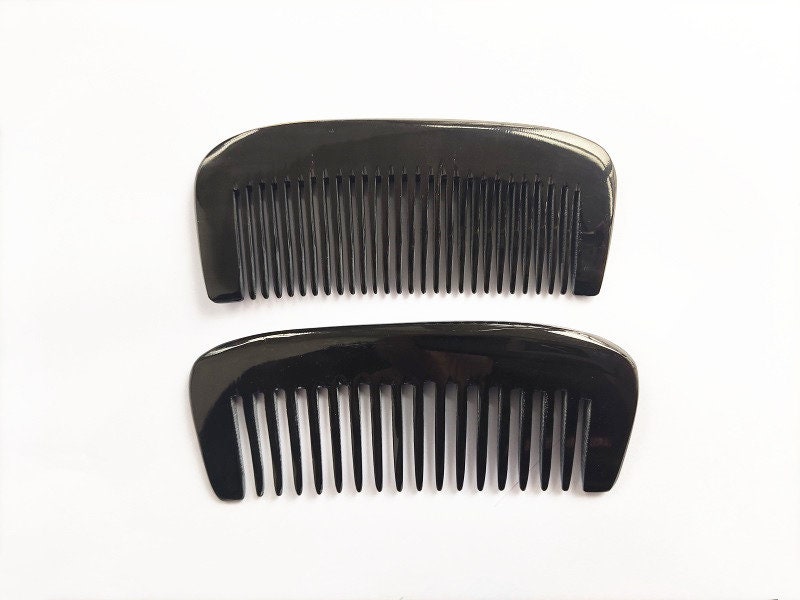 Engrave Logo-Handmade black ox horn combs square shape for hair for men beard care brush