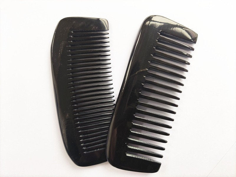 Engrave Logo-Handmade black ox horn combs square shape for hair for men beard care brush